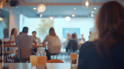 Restaurant interior people gathering