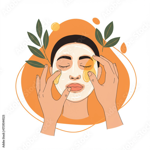 Facial Massage and Skincare Treatment — Natural Beauty and Self Care Illustration