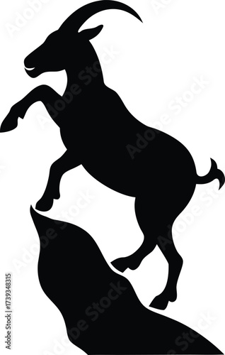 Black vector silhouette illustration of a running wild horse stallion