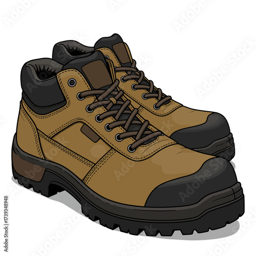 Durable brown work boots for men robust footwear for construction and outdoor activities isolated on white background