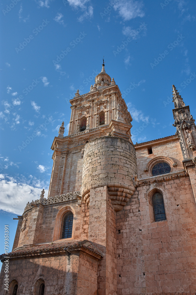 Fototapeta premium Gothic and Baroque architecture in Castile and Leon, the Cathedral of El Burgo de Osma, a religious treasure of Spain
