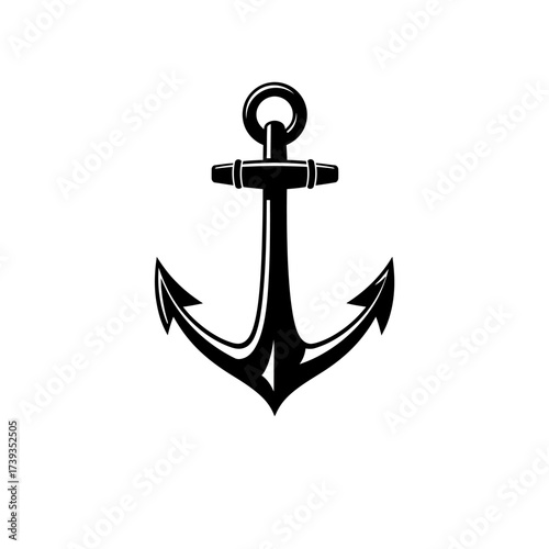 Nautical anchor symbol for stability maritime ocean sea adventure vintage marine emblem isolated on white background