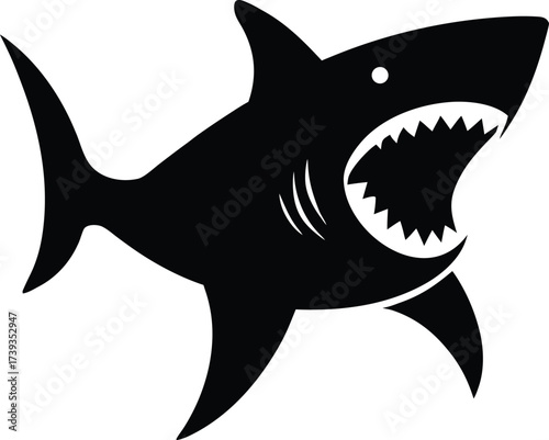 Great white shark vector illustration swimming underwater with sharp teeth