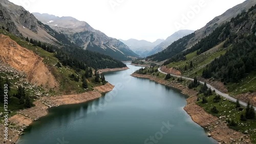 Wallpaper Mural Stunning aerial views of a breathtaking alpine lake surrounded by majestic mountains Torontodigital.ca