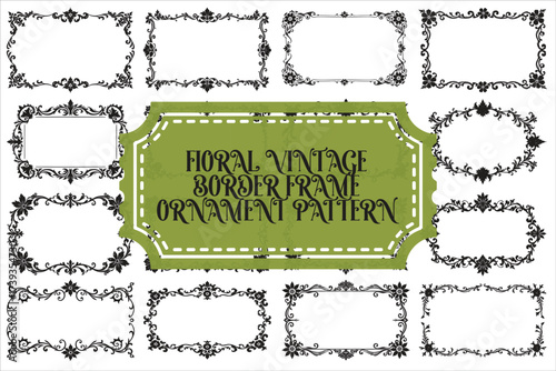 Elegant frame with decorative border featuring intricate floral and leaf details in a clean black-and-white style