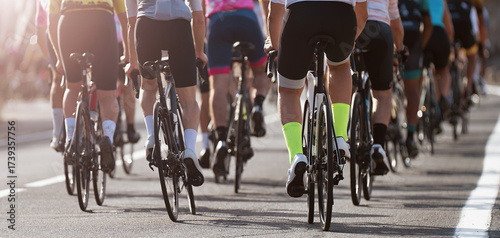 Cycling competition, cyclist athletes riding a race