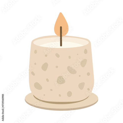 Candles scented vector illustration with minimalist design and soft tones. Terrazzo glass and ceramic boho home decor for spa or living room styling. Modern candle set by hand drawn design.
