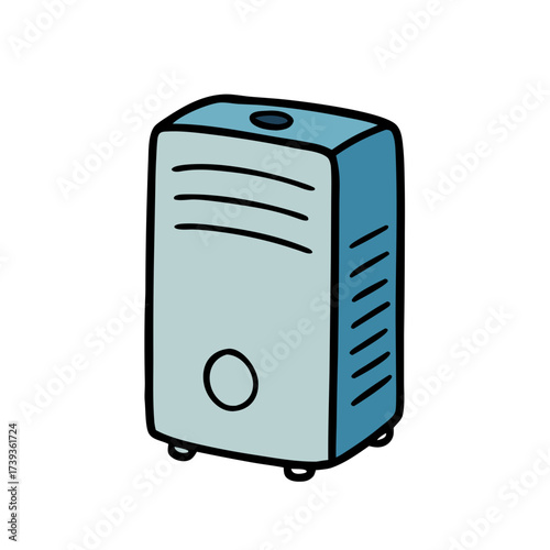 Air purifier in modern design with blue accents on transparent background  