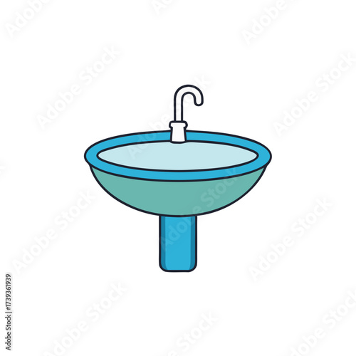 Sink icon on transparent background in minimalist design  