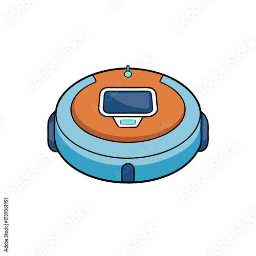 Robotic vacuum cleaner icon on transparent background  