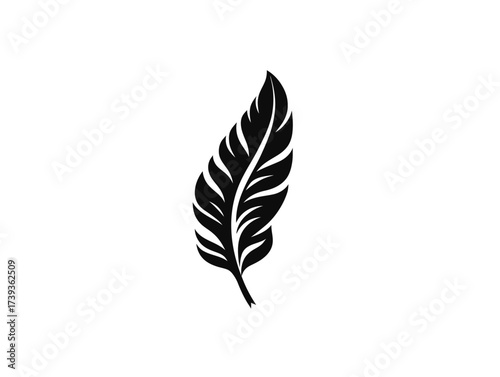 This design features a striking black leaf shape on a clean white background, highlighting the beauty of nature. Its refined lines create a sense of harmony and elegance.