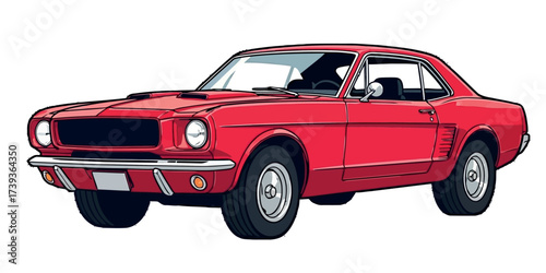 Vector art of red classic car