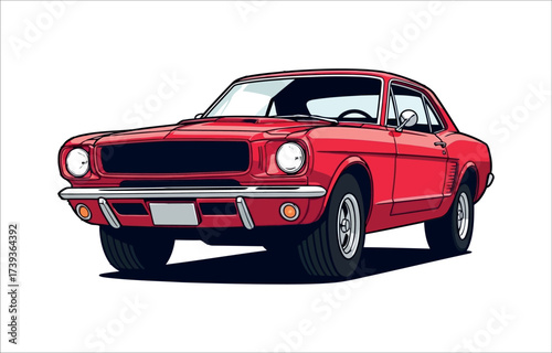 Illustration of a red muscle car