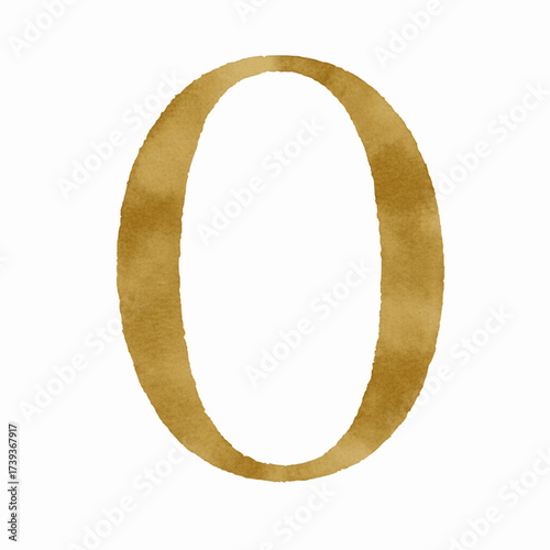 Gold Leaf Numeral Gold Number zero isolated watercolor vector illustration svg