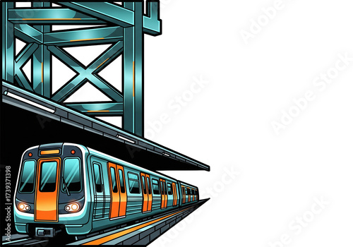 Modern Subway Train Arriving at Platform