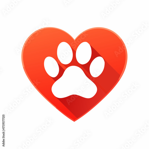 Heart shaped dog with red hearts and romantic symbols