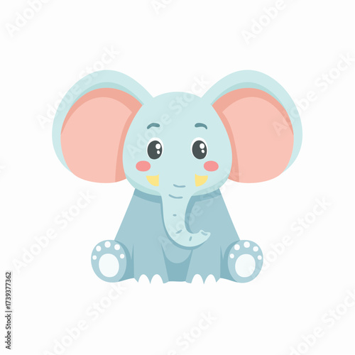 Cute cartoon elephant playing with a ball in a cheerful wildlife illustration