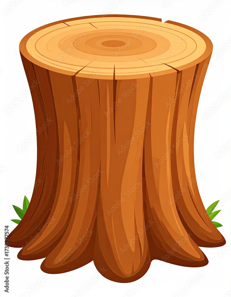 Obraz premium Cartoon tree stump, light brown, simple