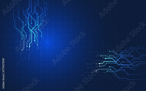 Motherboard technology circuit board background texture design. Creative idea AI banner concept for internet technology. Digital motherboard concept for poster, cover, banner, header, web template