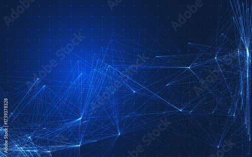 Abstract tech network connection dots. Digital technology and big data analysis background. White background with plexus lines. Geometric background with abstract mesh