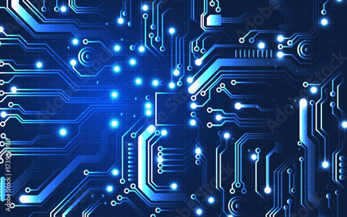 Motherboard technology circuit board background texture design. Creative idea AI banner concept for internet technology. Digital motherboard concept for poster, cover, banner, header, web template