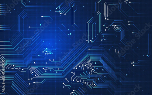 Motherboard technology circuit board background texture design. Creative idea AI banner concept for internet technology. Digital motherboard concept for poster, cover, banner, header, web template