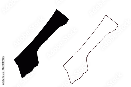 Set of gaza strip map with black and white color  on white background