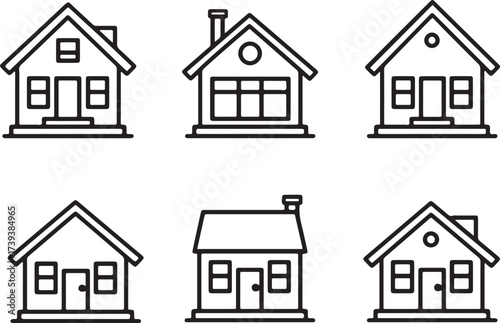 set of real estate icons of house, buildings, home