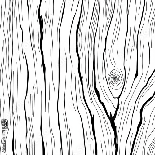 Minimilist a detailed black and white illustration of a wood grain pattern with visible knots and natural lines vector