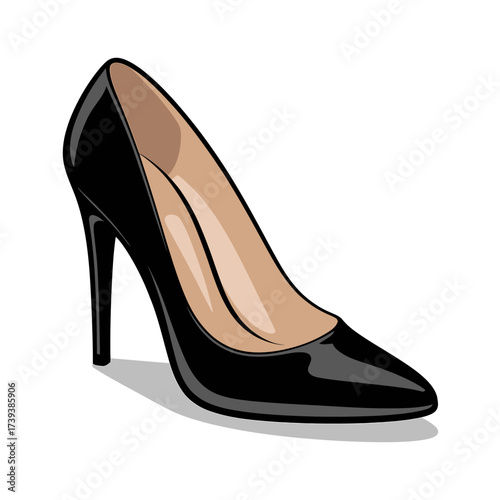 Elegant black stiletto heel shoe for women classic fashion style and modern footwear for party or business events