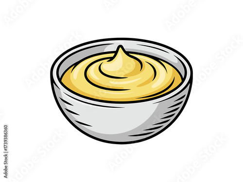 Bowl of Delicious Mayonnaise Illustration Ready to Enhance Your Culinary Projects and Food Related Designs