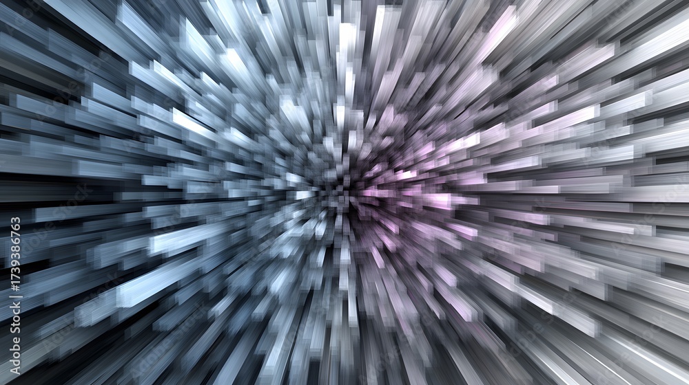 Fototapeta premium Abstract Grey Purple Blocks Speed Lines Burst Background