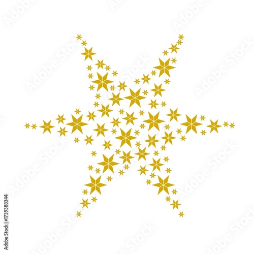 Golden star burst vector design with geometric pattern