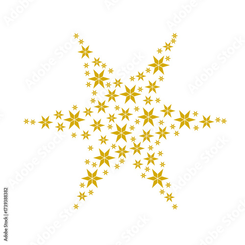 Golden star burst vector design with geometric pattern