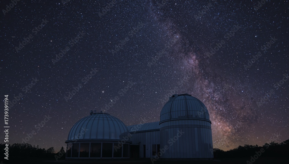 Obraz premium The night sky is filled with stars and the moon is visible