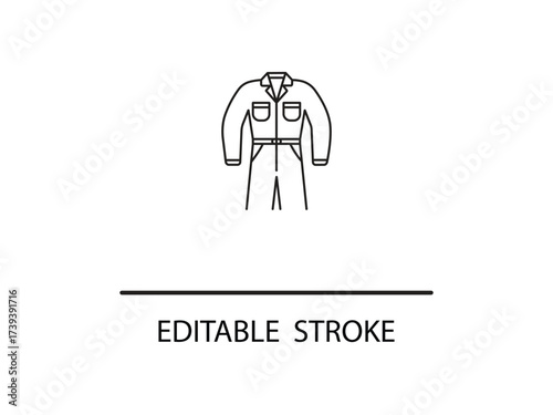 Modern jumpsuit outline for fashion designs and garment industry, editable stroke for customization, versatile for creative projects.
