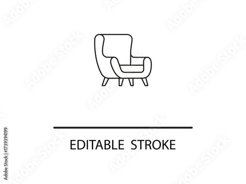 Elegant armchair line drawing, perfect for modern minimalist designs, interior decorating plans, and sleek furniture guides for home decor.