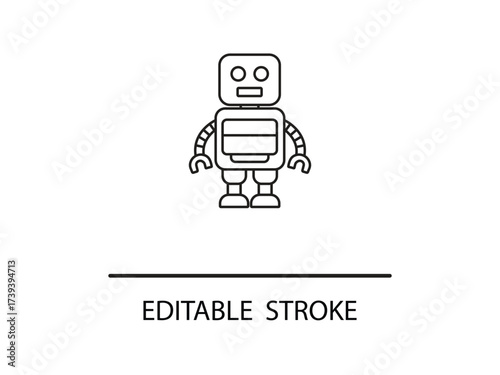 Cool robotic character with editable stroke for creative tech designs and modern branding projects needing a cute and futuristic touch.