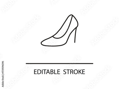 Elegant high heel fashion illustration for shoe brand design and modern style guides, easily editable stroke for custom projects.
