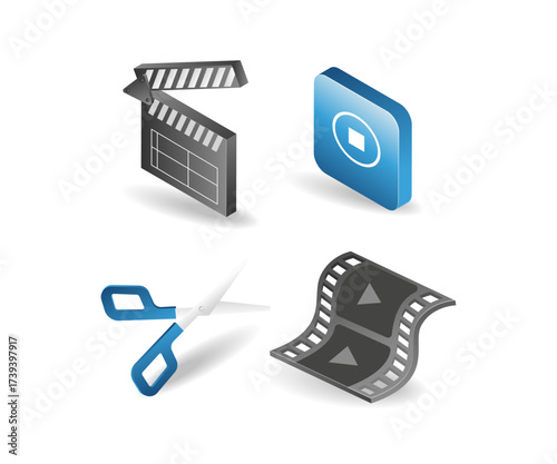 Themed video content editing media concept illustration