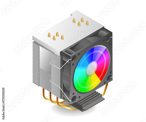 themed rgb computer processor fan concept illustration