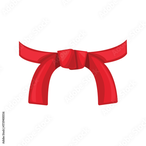 Martial arts belt vector icon illustration, martial art red belt, flat design illustration, isolated on white background