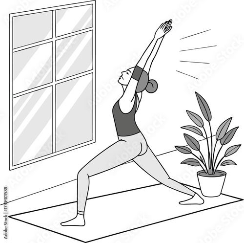 Vector silhouette illustration of a woman doing yoga, a black person in a beautiful pose
