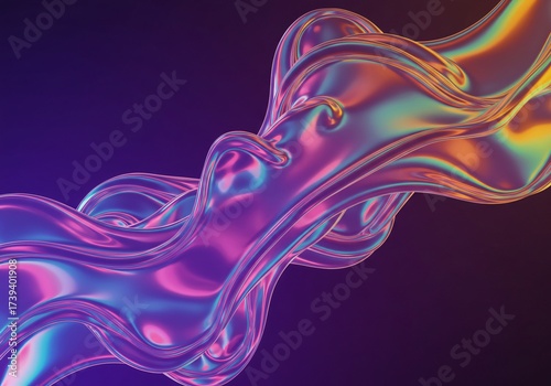 Abstract Iridescent Fluid Waves with Psychedelic Color Palette