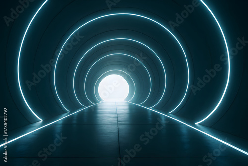  futuristic blue glowing tunnel representing advanced technology