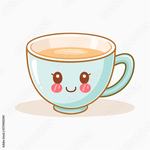 Cup of coffee and tea with heart on white background