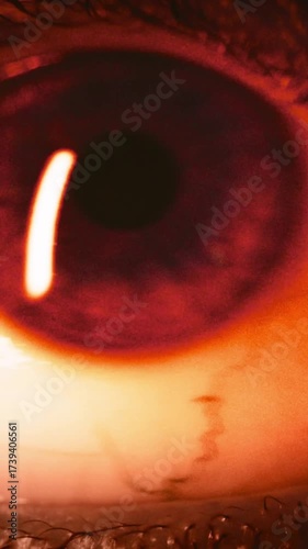 Red Glowing Eye Macro In Darkness Abstract