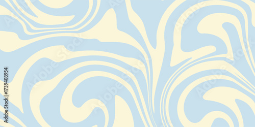 A minimal wavy abstract background with pastel blue and cream colors, inspired by 60s and 70s retro style.Vector illustration.eps 10