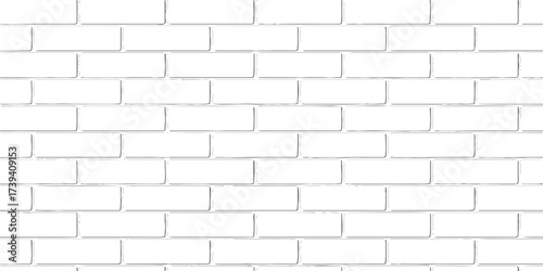 White brick wall texture pattern with solid white structure background