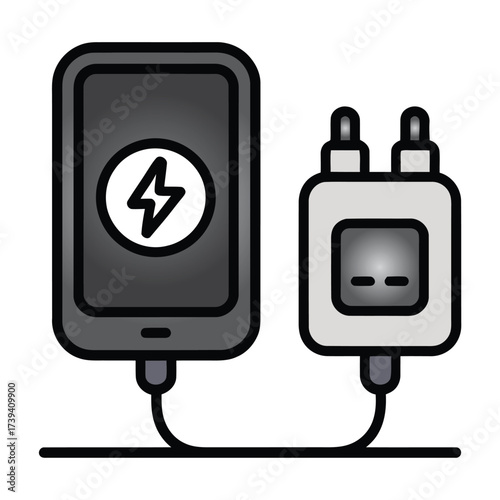 Mobile Phone Charger and Power Adapter Icon Set
